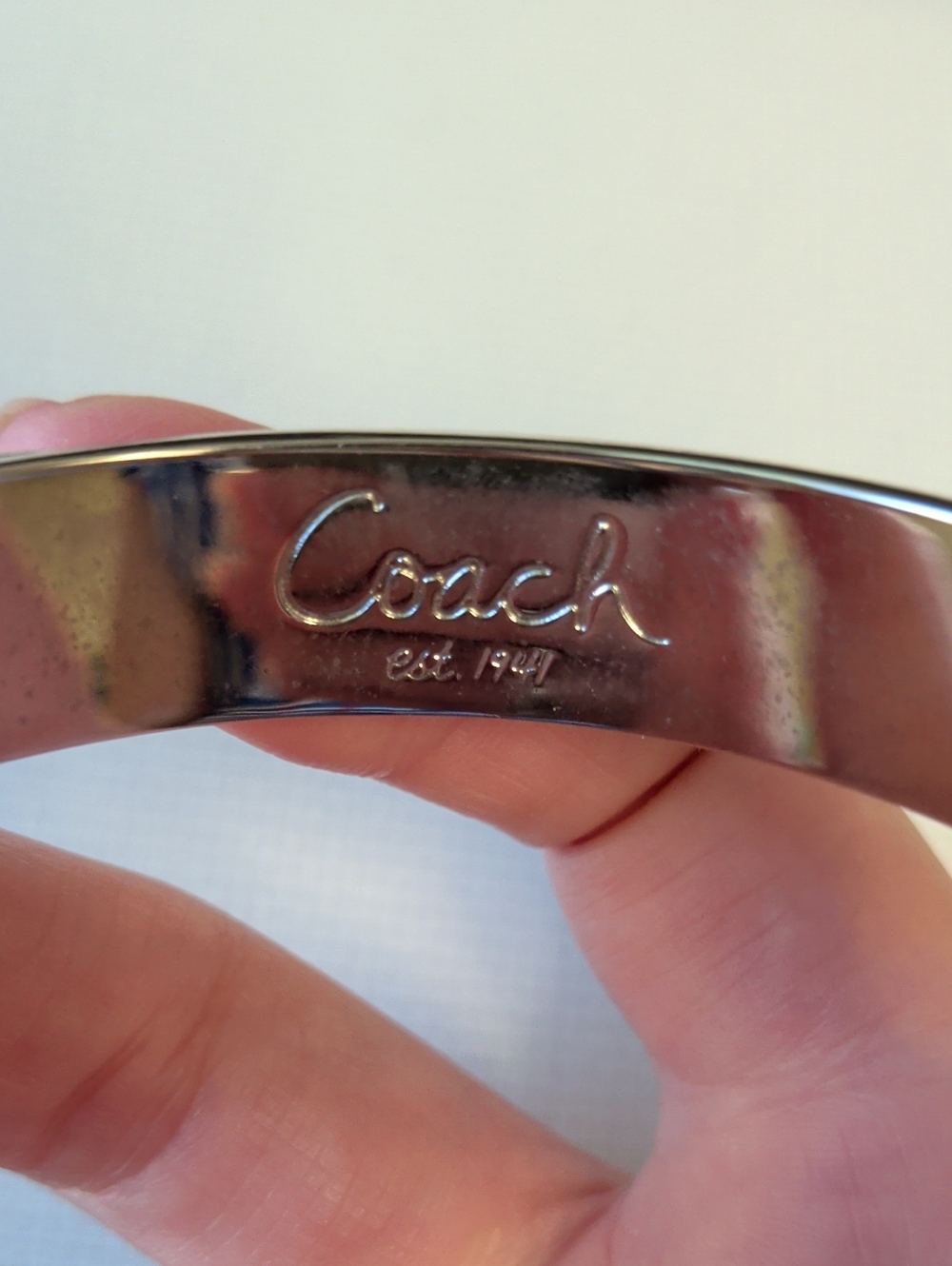 Coach Multicolor Enamel Signature White Silver Rainbow 🌈 Bangle - Picture 6 of 8